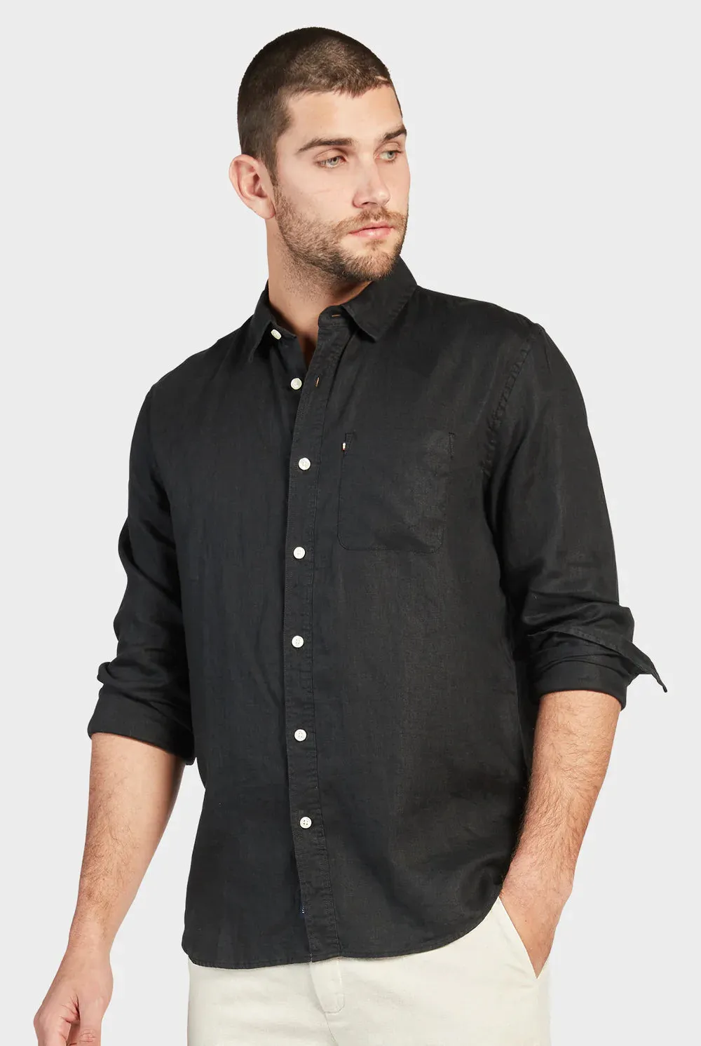 ACADEMY BRAND - Hampton Linen Shirt Black