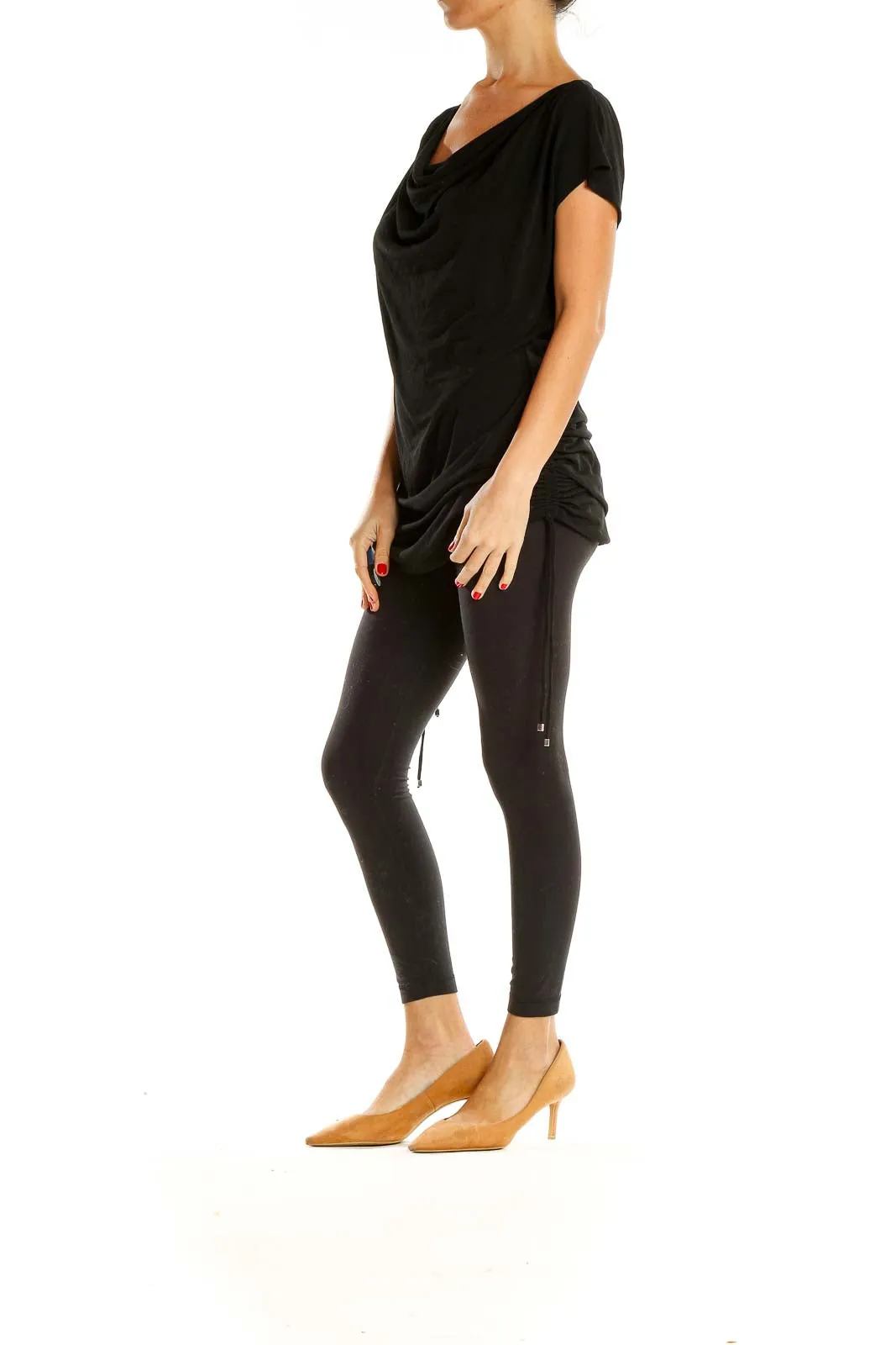 Black Chic Cowl Neck Top