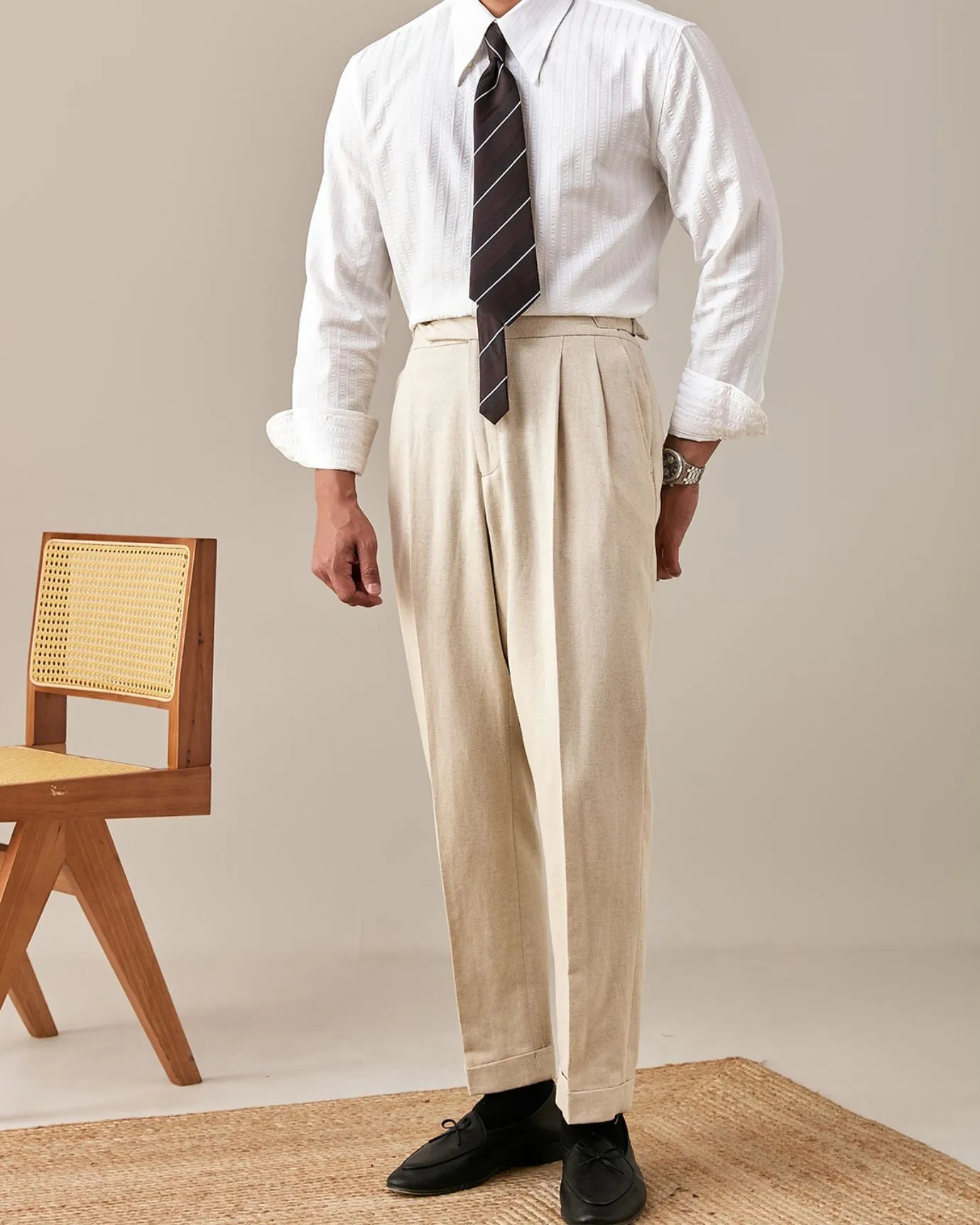 Business Trousers Cotton & Linen Blend