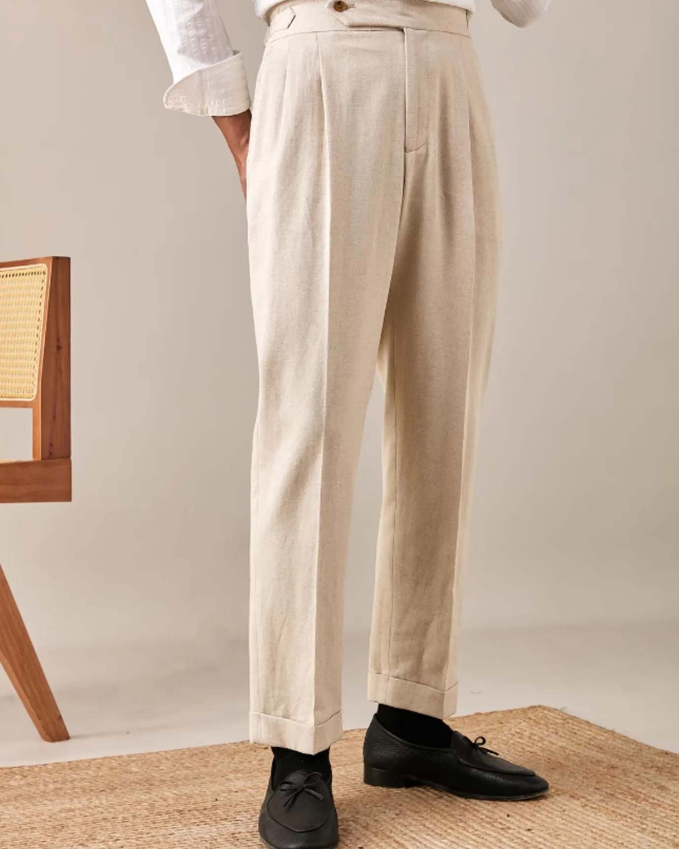 Business Trousers Cotton & Linen Blend