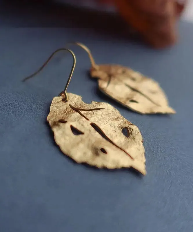 Chic Gold Copper Overgild Maple Leaf Drop Earrings ML1342