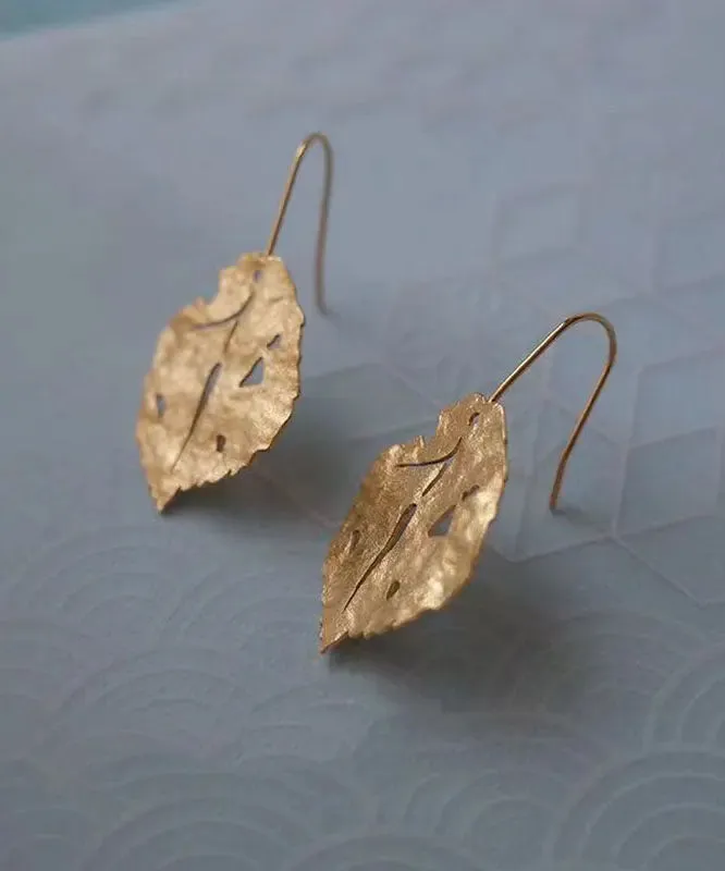Chic Gold Copper Overgild Maple Leaf Drop Earrings ML1342
