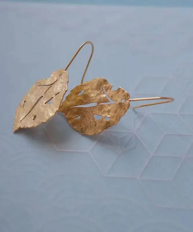 Chic Gold Copper Overgild Maple Leaf Drop Earrings ML1342