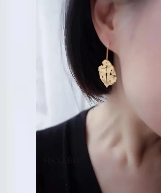 Chic Gold Copper Overgild Maple Leaf Drop Earrings ML1342