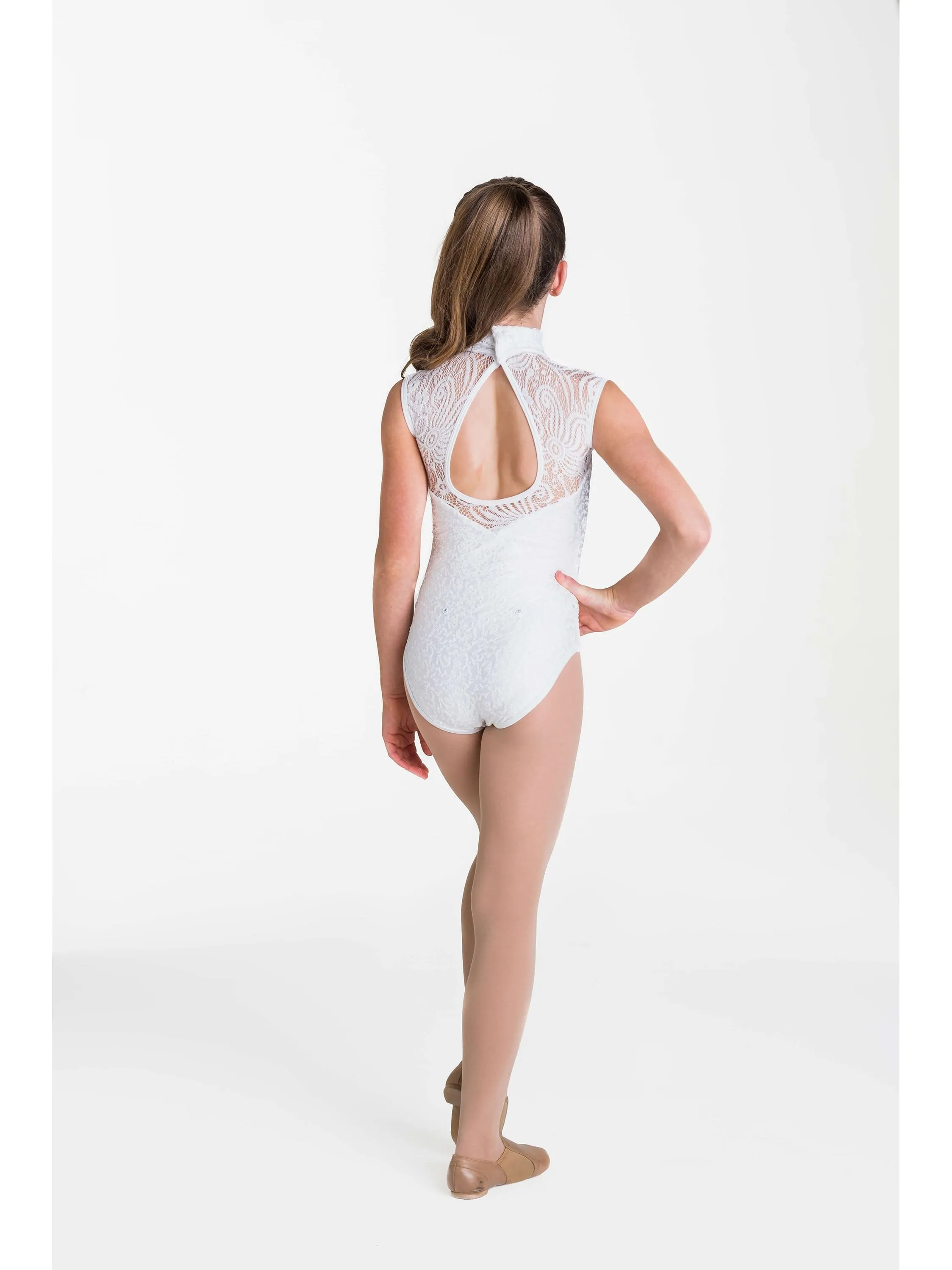 Deco Lace Leotard - White