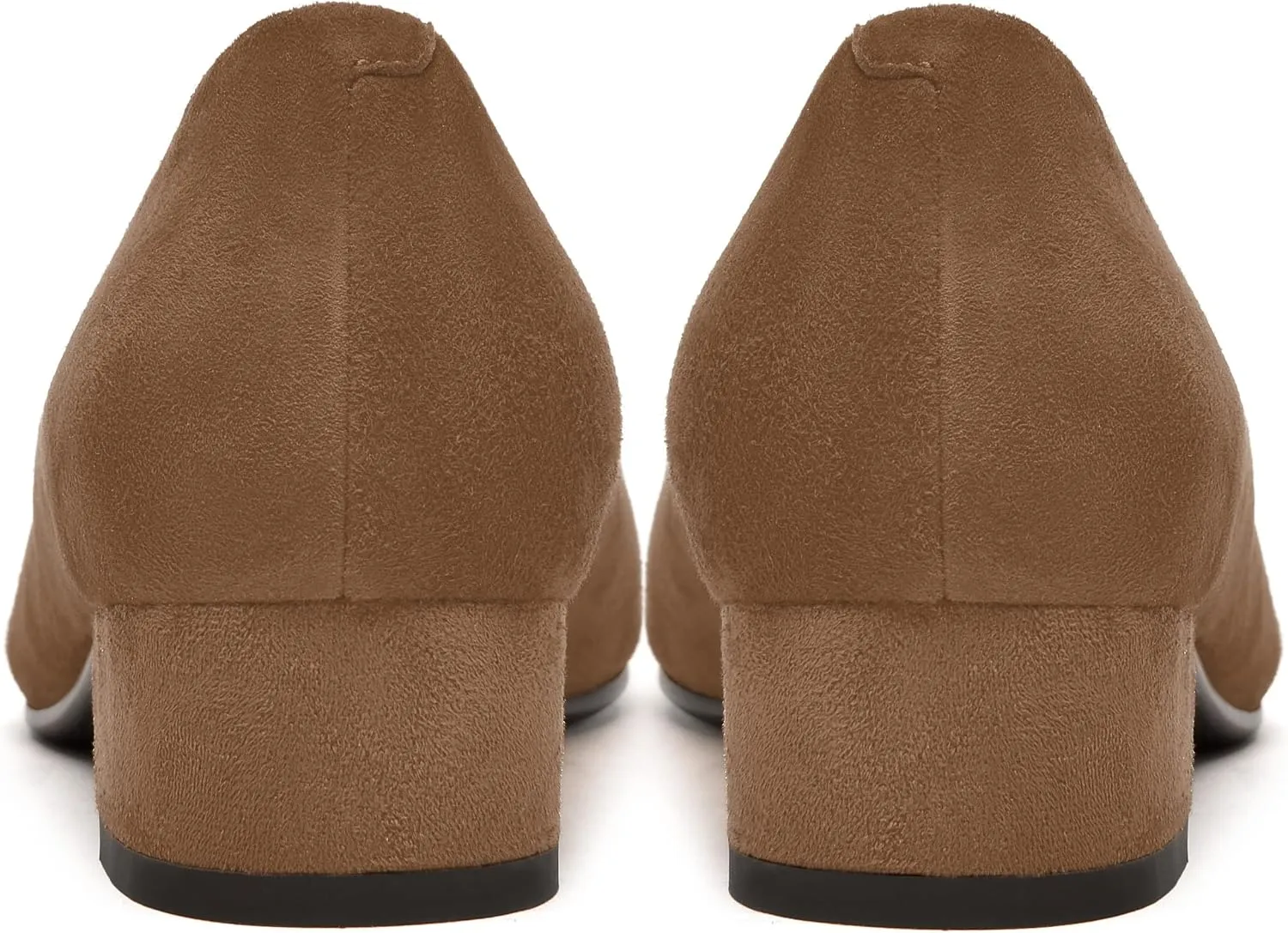 FEMSTEP Womens Suede Leather Formal Slip On Office Square Toe Chunky Low Heel Pumps Shoes 1.5 Inch