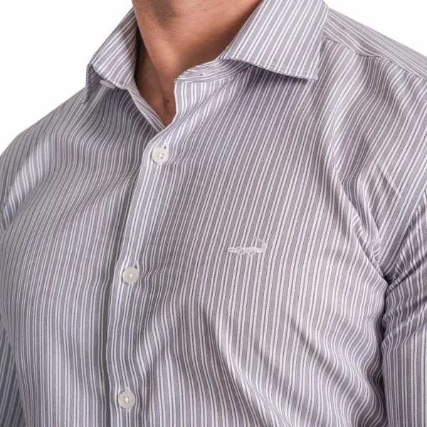 Formal Full Sleeve Slim Fit Stripe Shirt- Heirloom Lilac