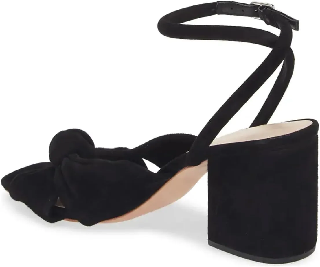 FSJ Women Knot Heeled Sandals Ankle Strap Buckle Block Chunky High Heel Open Toe Dress Pumps Wedding Party Fashion Shoes Size 4-16 US