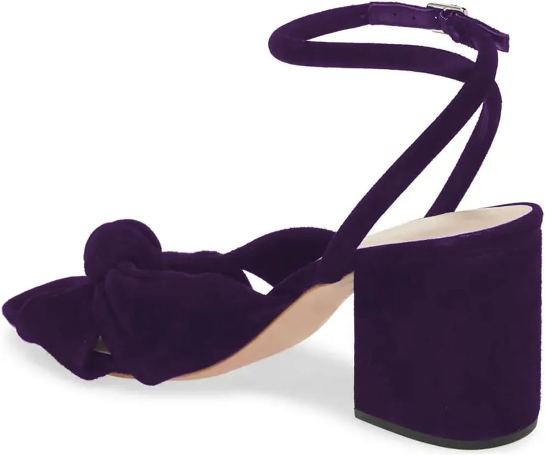 FSJ Women Knot Heeled Sandals Ankle Strap Buckle Block Chunky High Heel Open Toe Dress Pumps Wedding Party Fashion Shoes Size 4-16 US