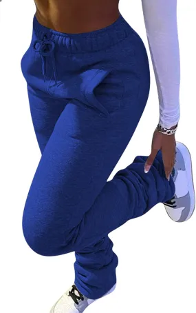 HuiSiFang Women Stacked Pants Fleece Sweatpants Thicked Warm Jogging Casual Ruched Workout Active Jogger Pants