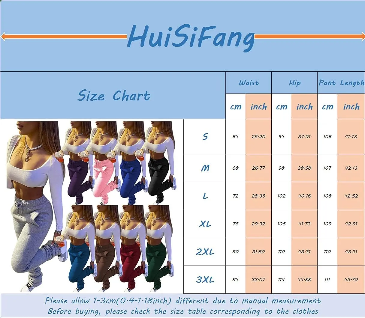 HuiSiFang Women Stacked Pants Fleece Sweatpants Thicked Warm Jogging Casual Ruched Workout Active Jogger Pants
