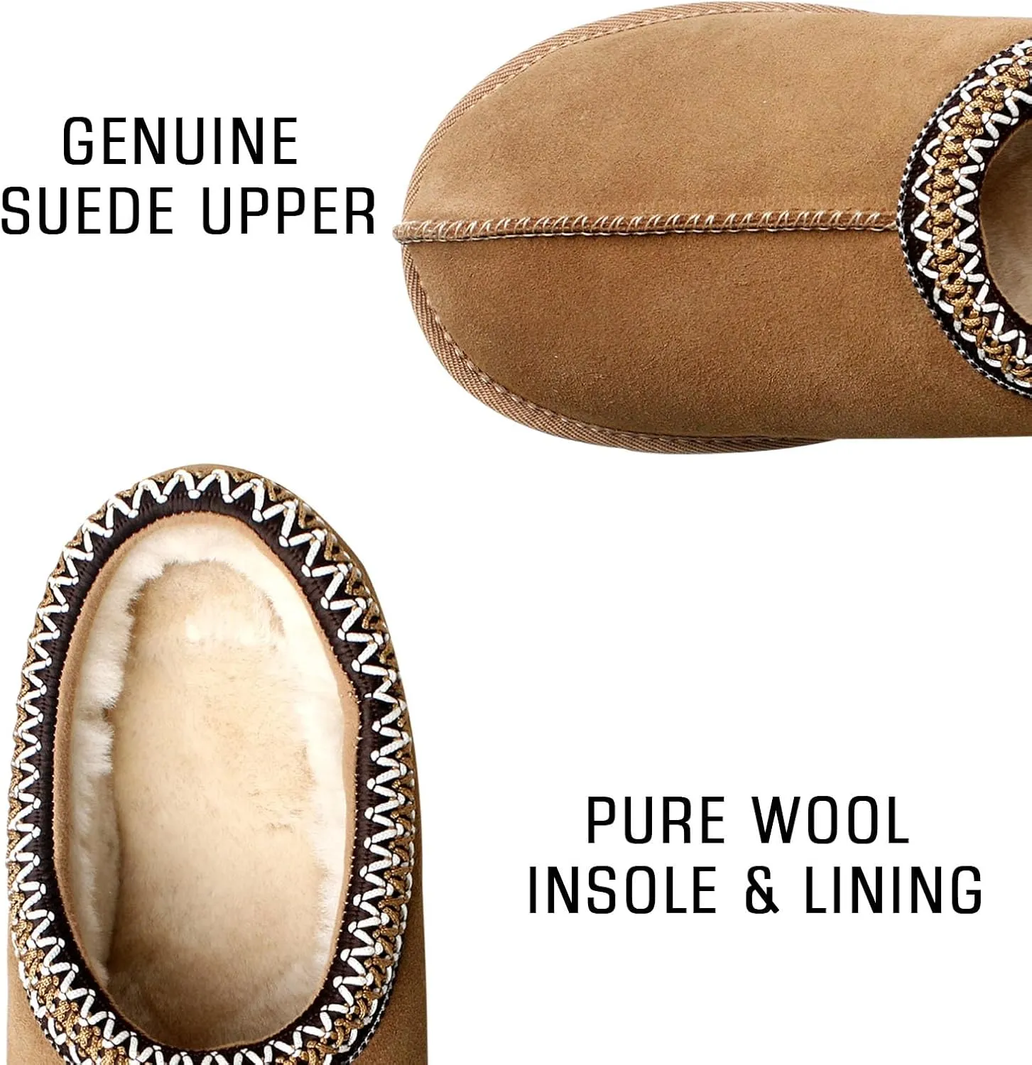 ILLIMITE Women's Slippers Platform 100% Australian Sheepskin Mini Boots Short Ankle Boot Fur Fleece Lined Sneakers Suede Leather Slippers Anti-Slip Boot for Indoor and Outdoor