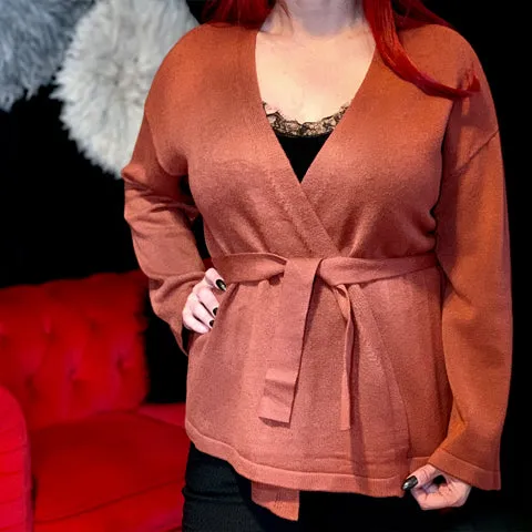 Papillon Soft Wrap Cardigan Rust