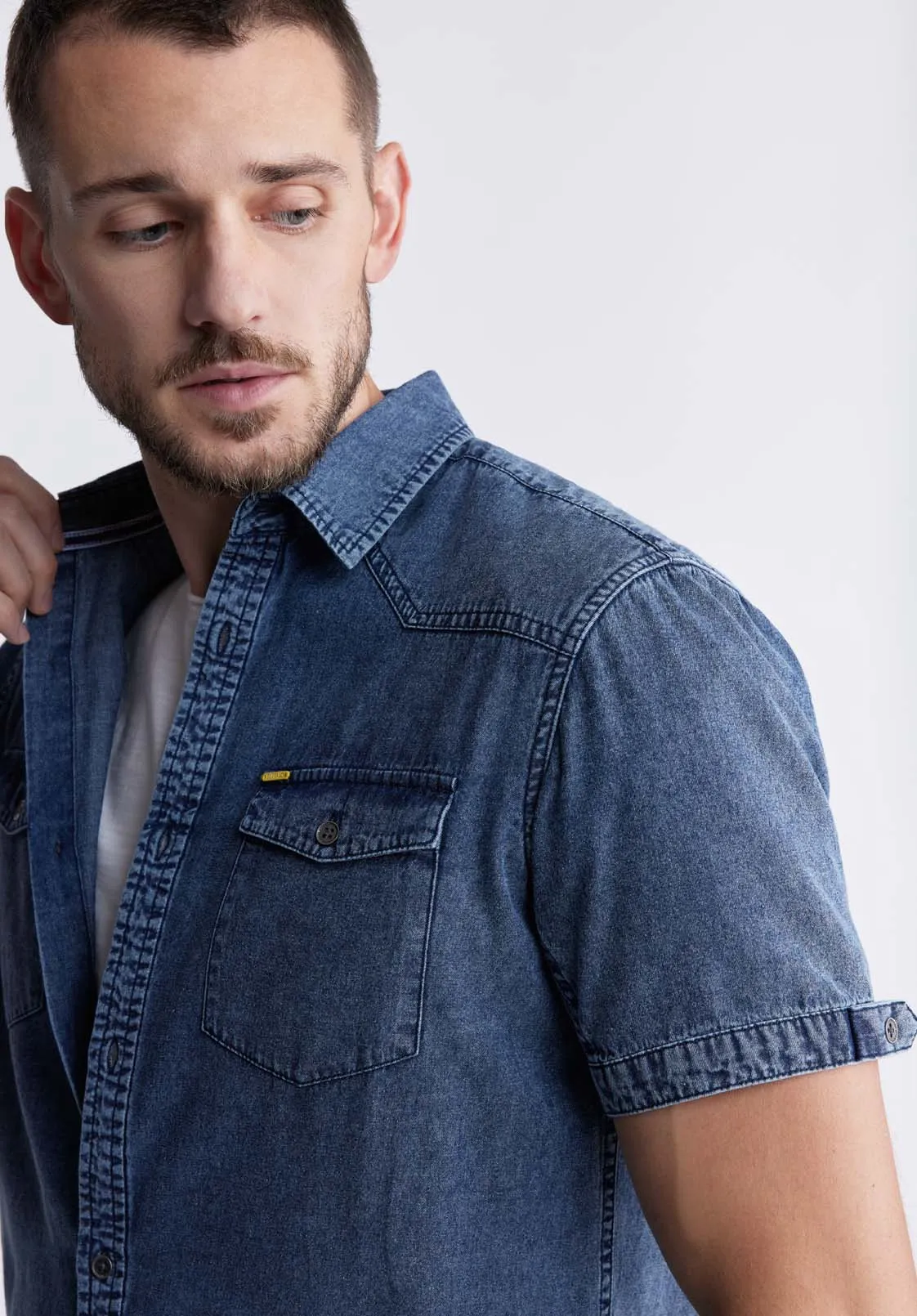 Somba Men’s Short-Sleeve Shirt in Indigo Blue - BM24291