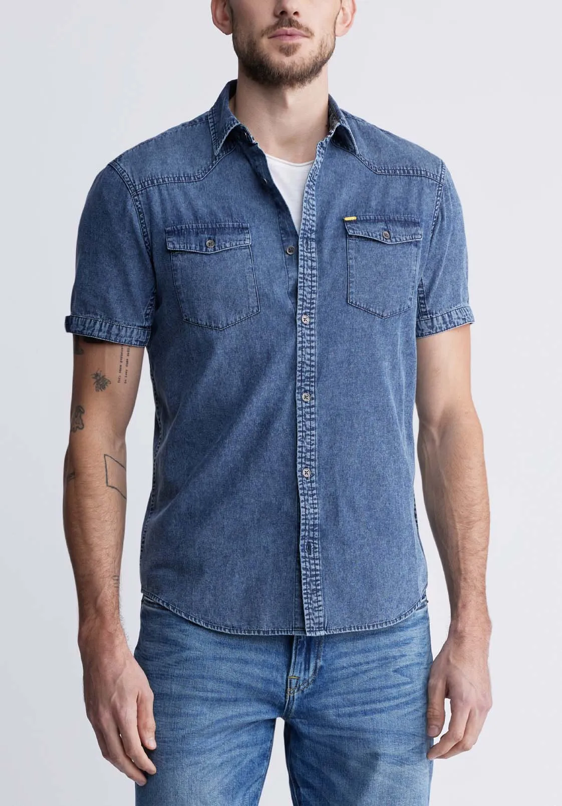 Somba Men’s Short-Sleeve Shirt in Indigo Blue - BM24291