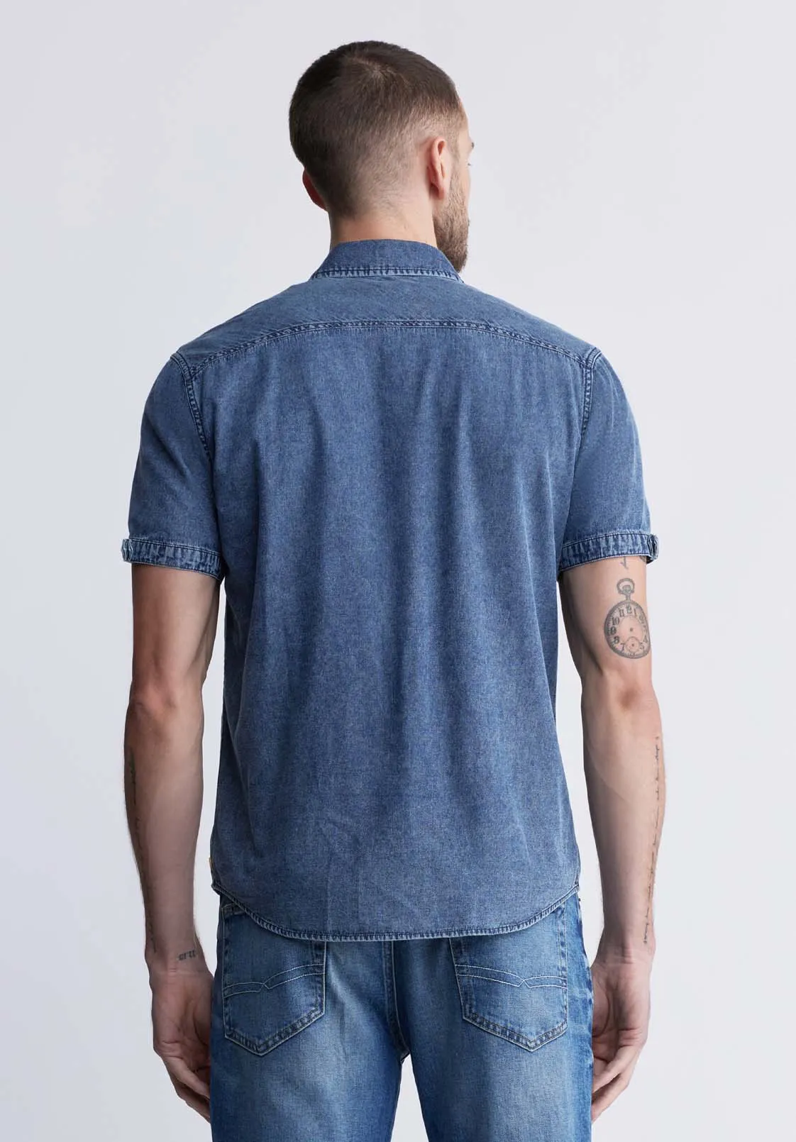 Somba Men’s Short-Sleeve Shirt in Indigo Blue - BM24291