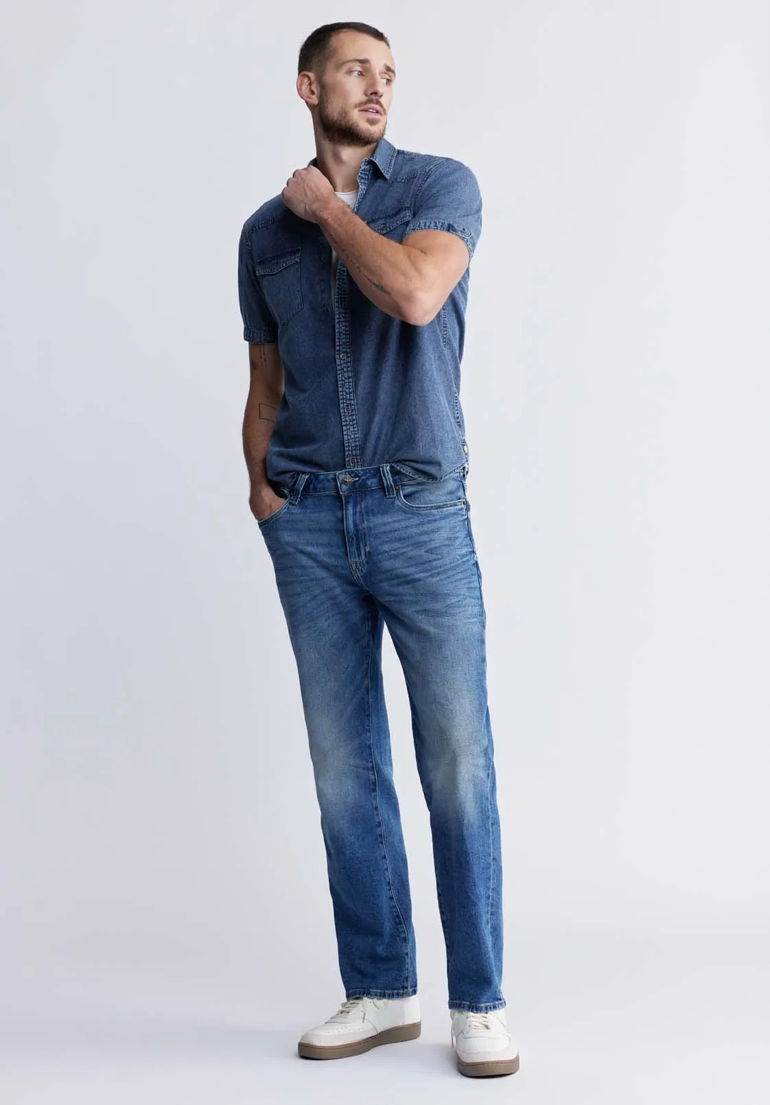 Somba Men’s Short-Sleeve Shirt in Indigo Blue - BM24291