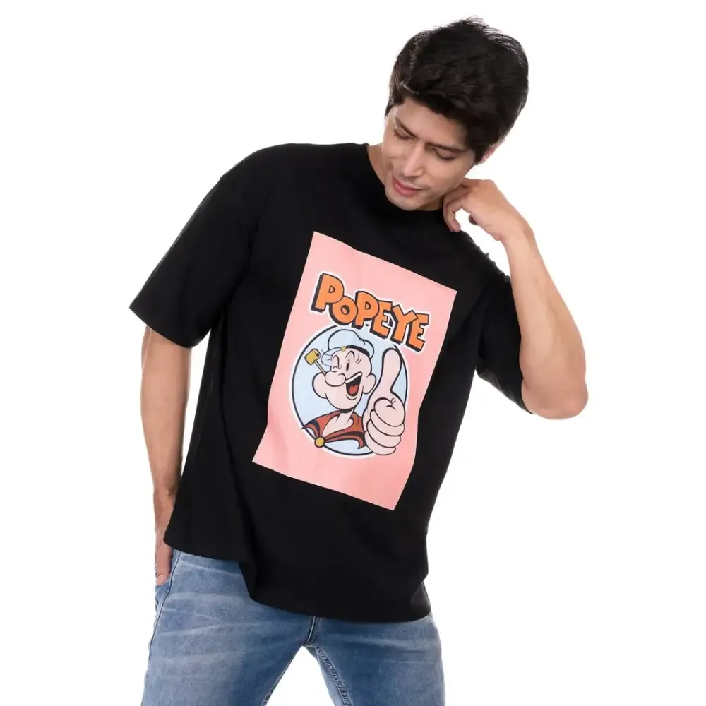 Stylish Cotton Black Printed Round Neck Half Sleeves T-shirt For Men