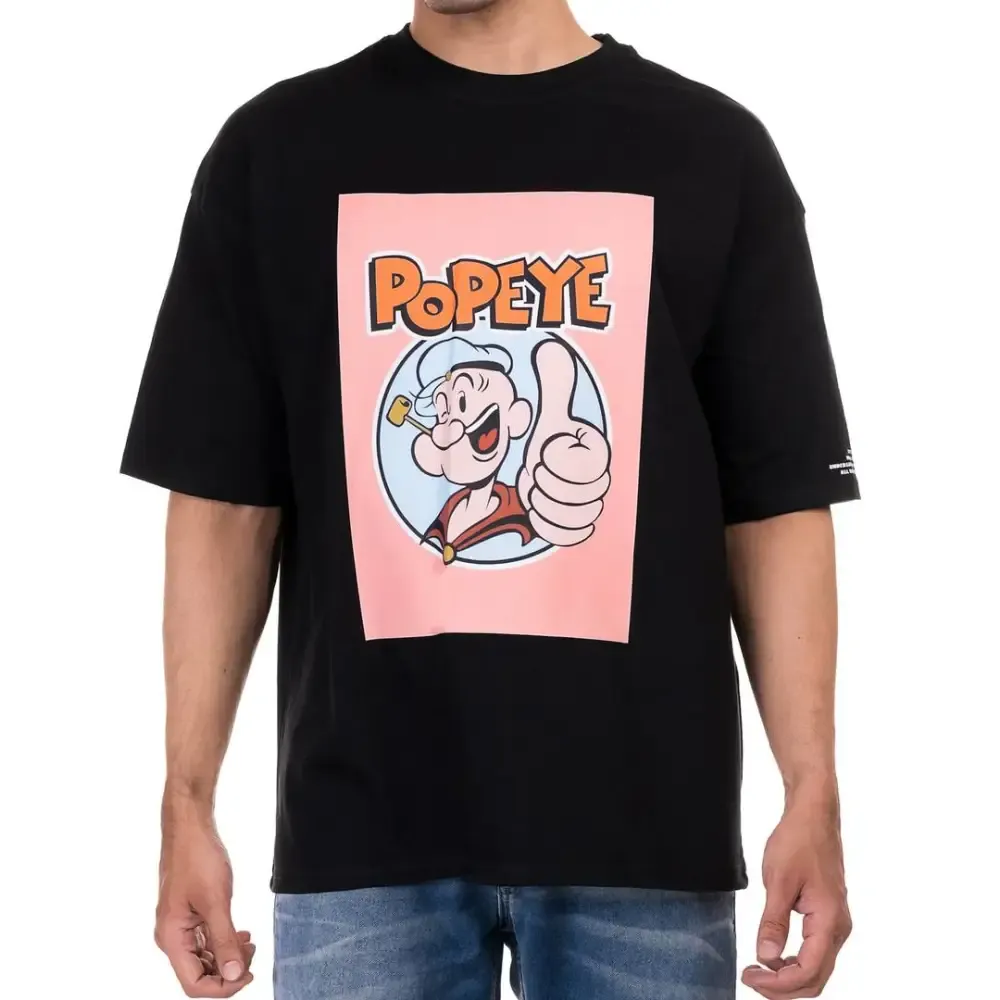 Stylish Cotton Black Printed Round Neck Half Sleeves T-shirt For Men